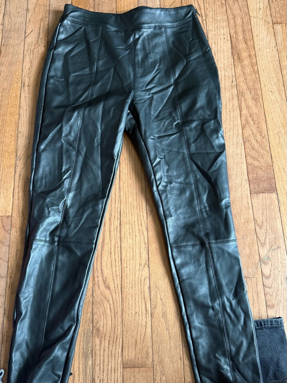 Topshop PETITE Black Faux Leather Skinny Jeans